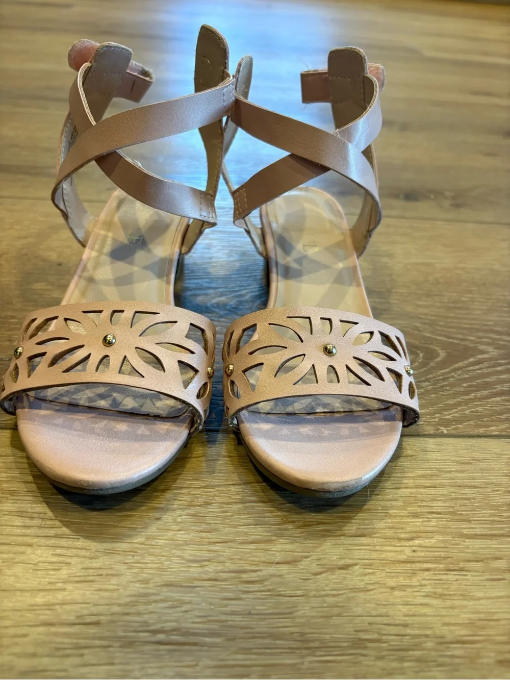 The Children's Place Girls Tan Laser-Cut Dress Sandals